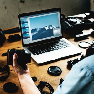 Photographer with camera equipment
